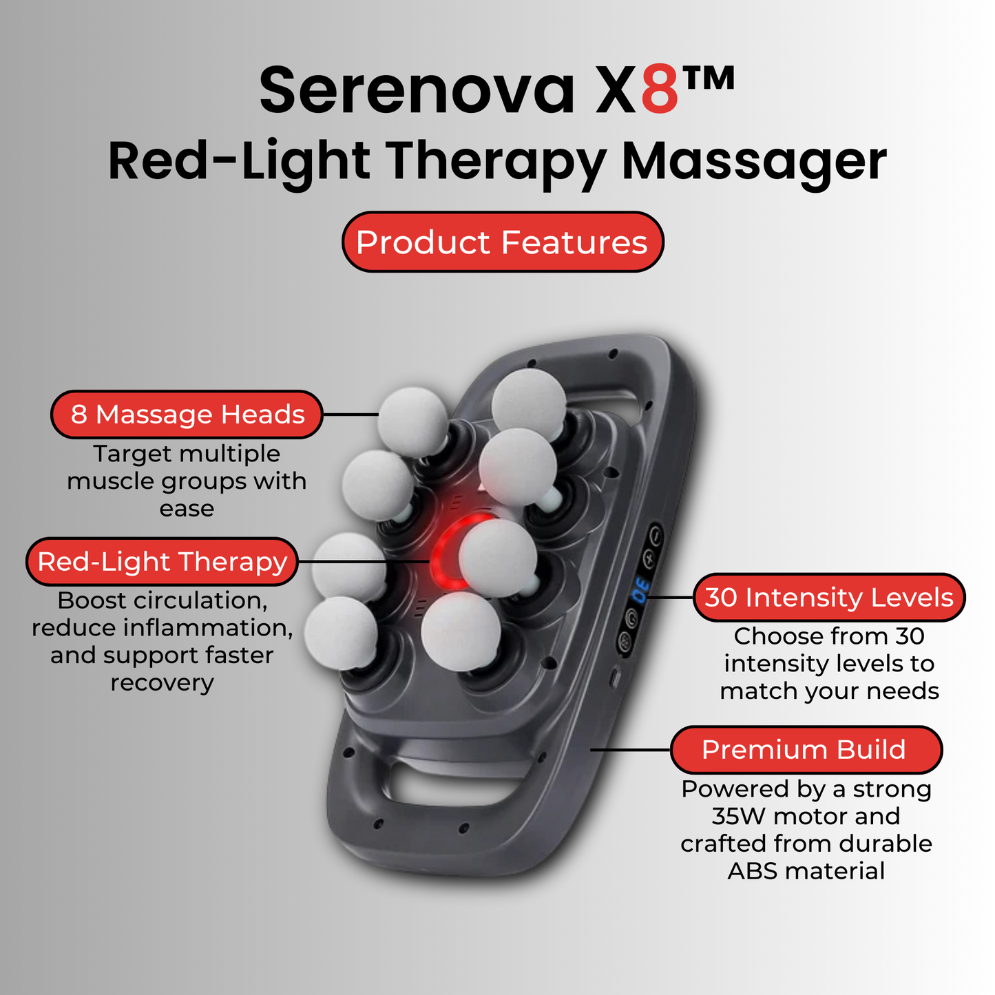 Serenova X8™ | Red-Light Therapy Massager