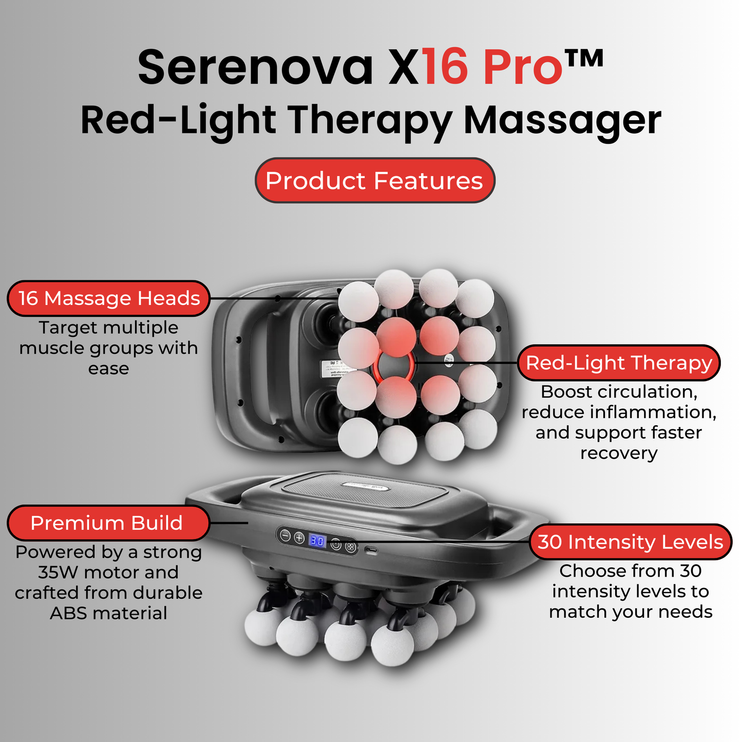 Serenova X16 Pro™ | Red-Light Therapy Massager